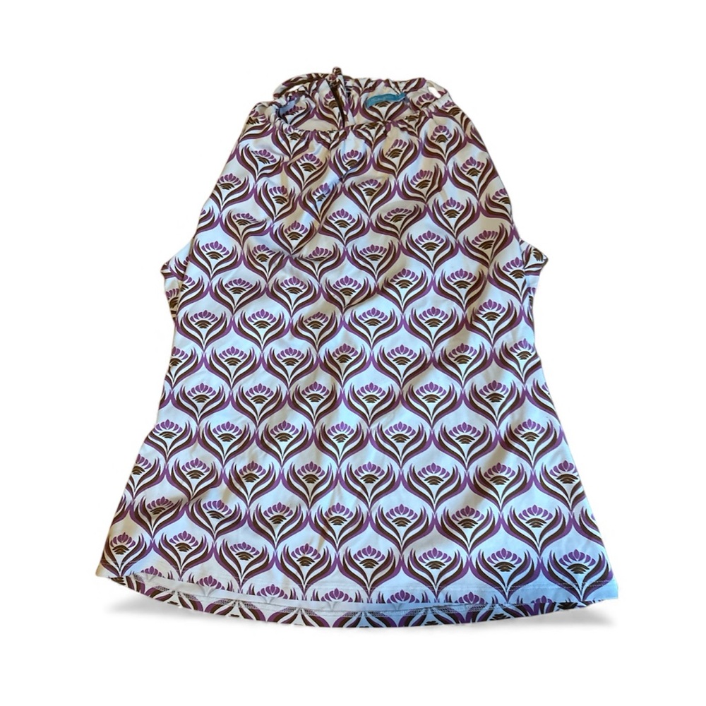 J Mclaughlin Purple and White Patterned Sleeveless Top